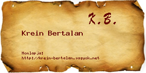 Krein Bertalan névjegykártya